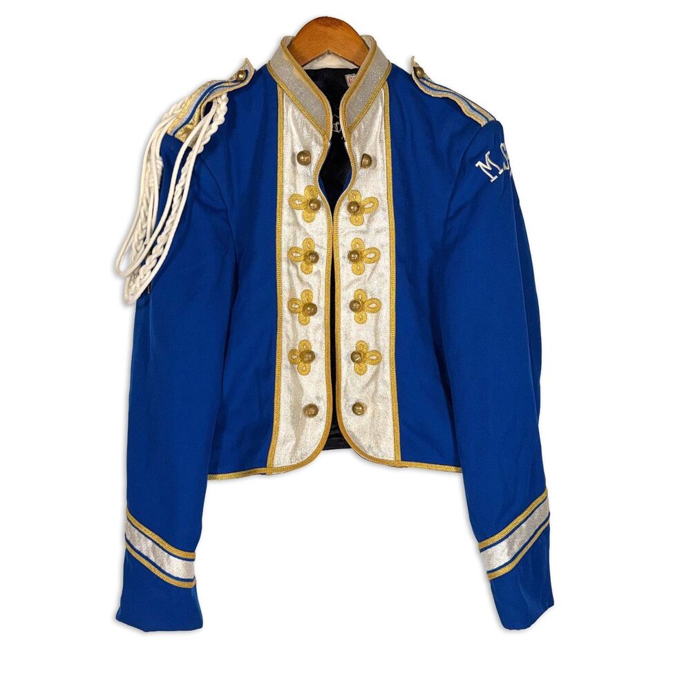 Vintage MSU Marching Band Jacket XL Blue Gold Drum Major Costume Uniform USA